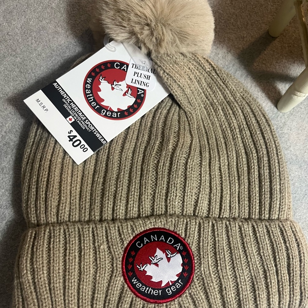 Canada Weather Gear Beige Knit Beanie - Picture 2 of 4